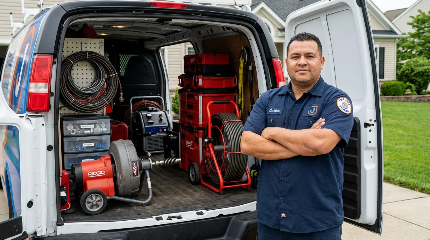 Professional drain cleaning equipment and Johns Plumbing LLC plumber in New York Mills