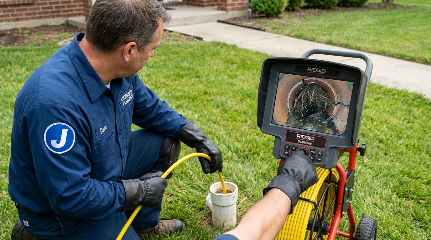 Sewer camera inspection being performed by Johns Plumbing LLC in New York Mills
